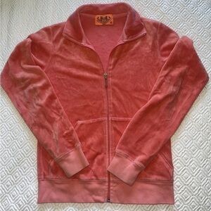 Vintage Juicy Couture Coral Peach‎ Collared Zip Track Zip Up GUC Size Small